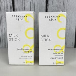 2 Beekman 1802 Milk Stick Invisible Deodorant Aluminum Free Full Sz 2.5oz